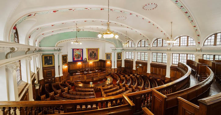 View of the main hall inside Redhills, County Durham